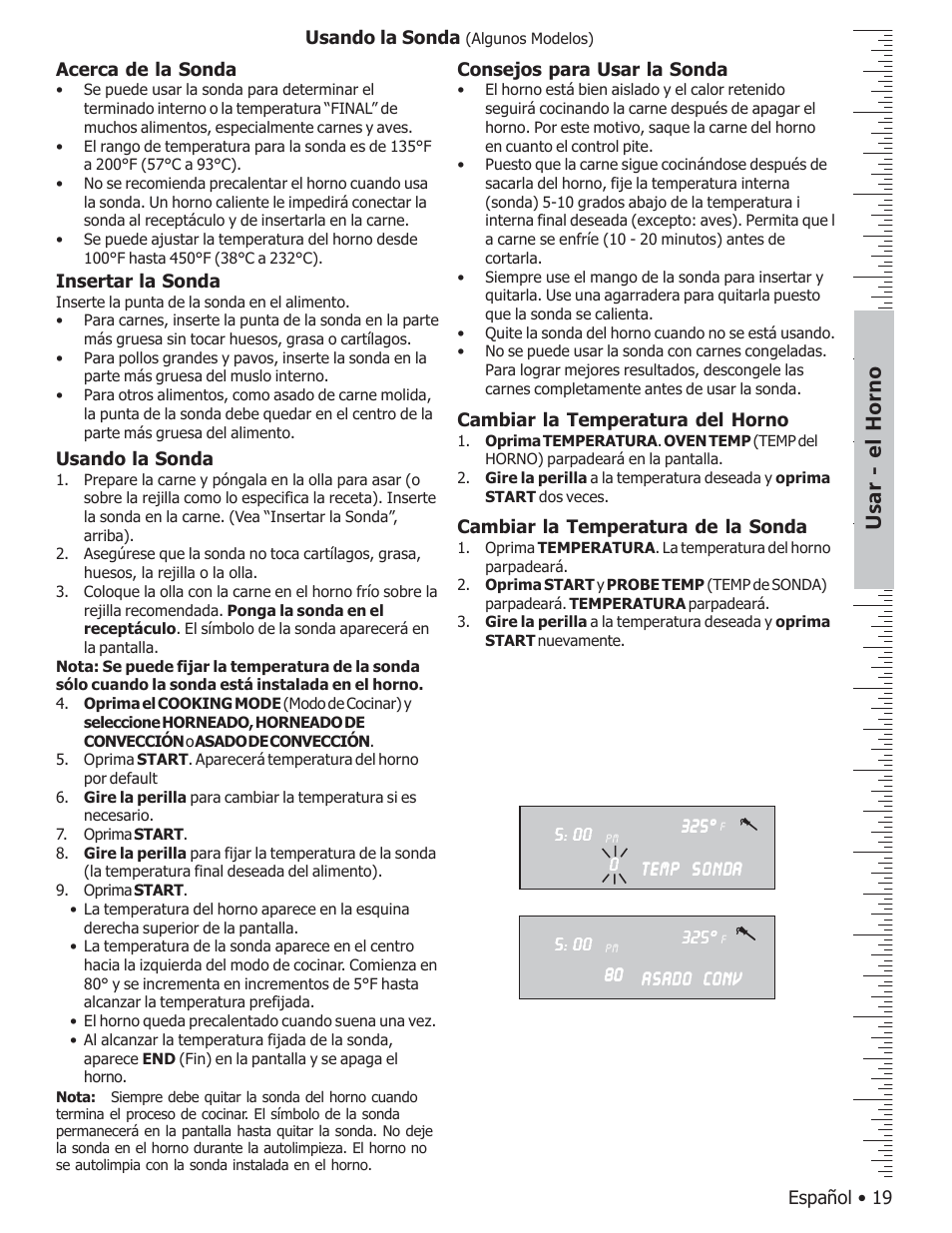 Usar - el horno | Bosch BOSCH GAS FREE-STANDING CONVECTION RANGE User Manual | Page 91 / 104