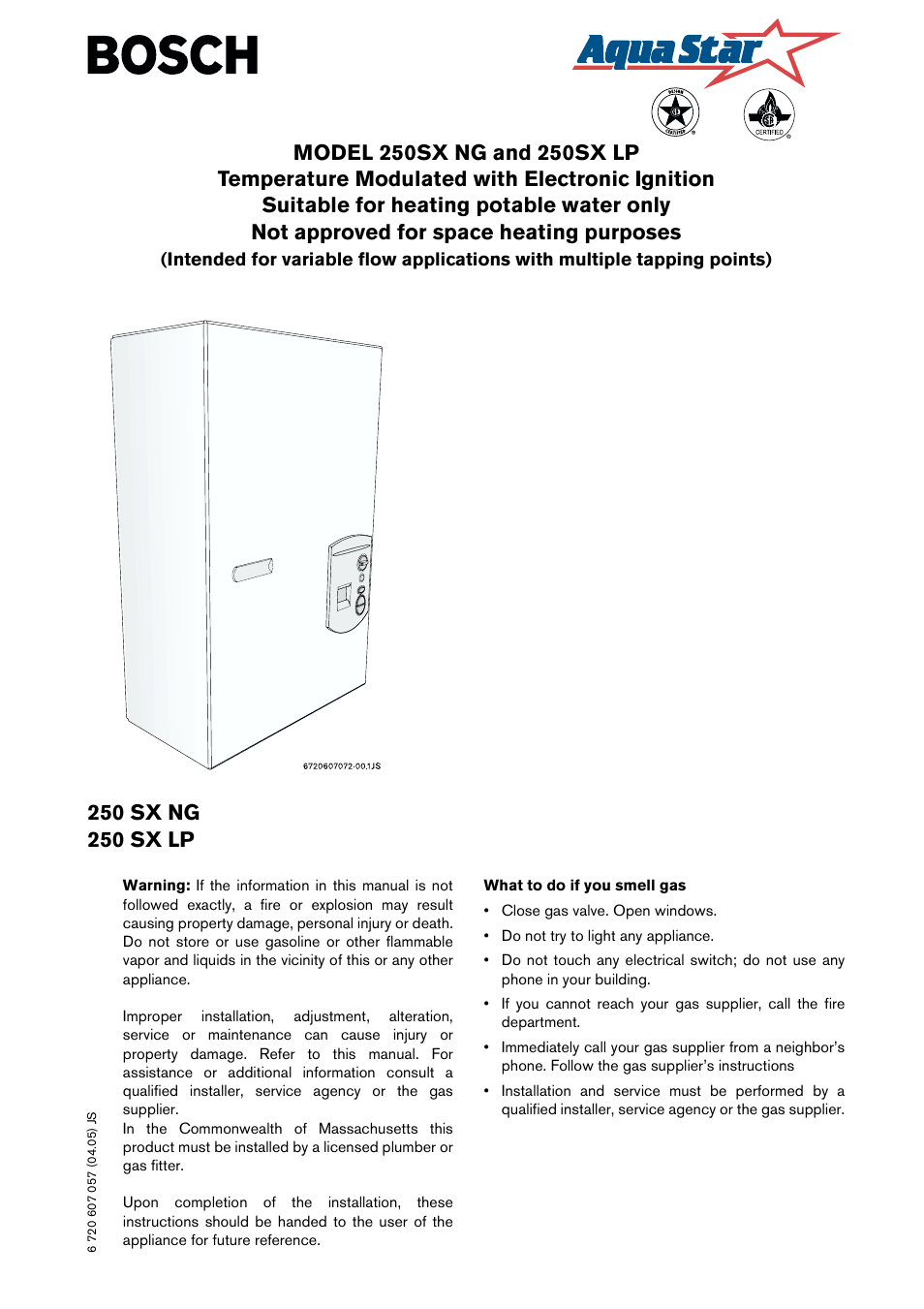 Bosch AQUA STAR 250SX LP User Manual | 36 pages