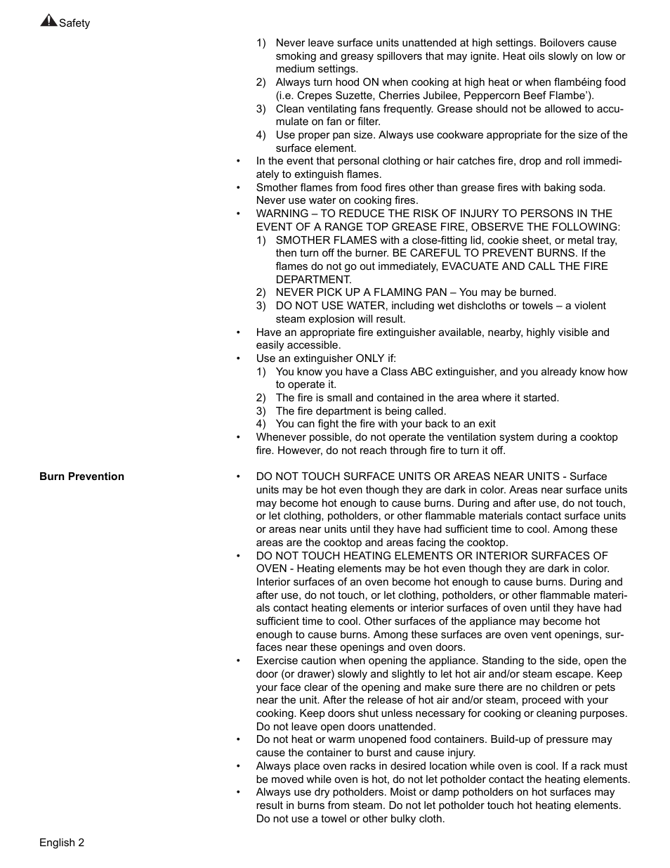 Burn prevention | Bosch Electric Range with Magnetic Control Knob and European Convection User Manual | Page 4 / 132