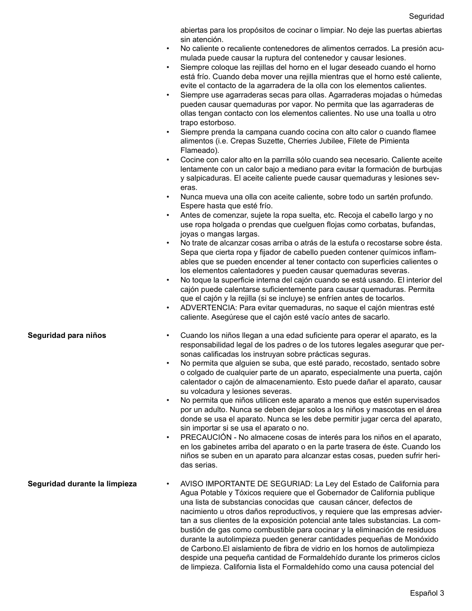 Seguridad para niños, Seguridad durante la limpieza | Bosch Electric Range with Magnetic Control Knob and European Convection User Manual | Page 91 / 132