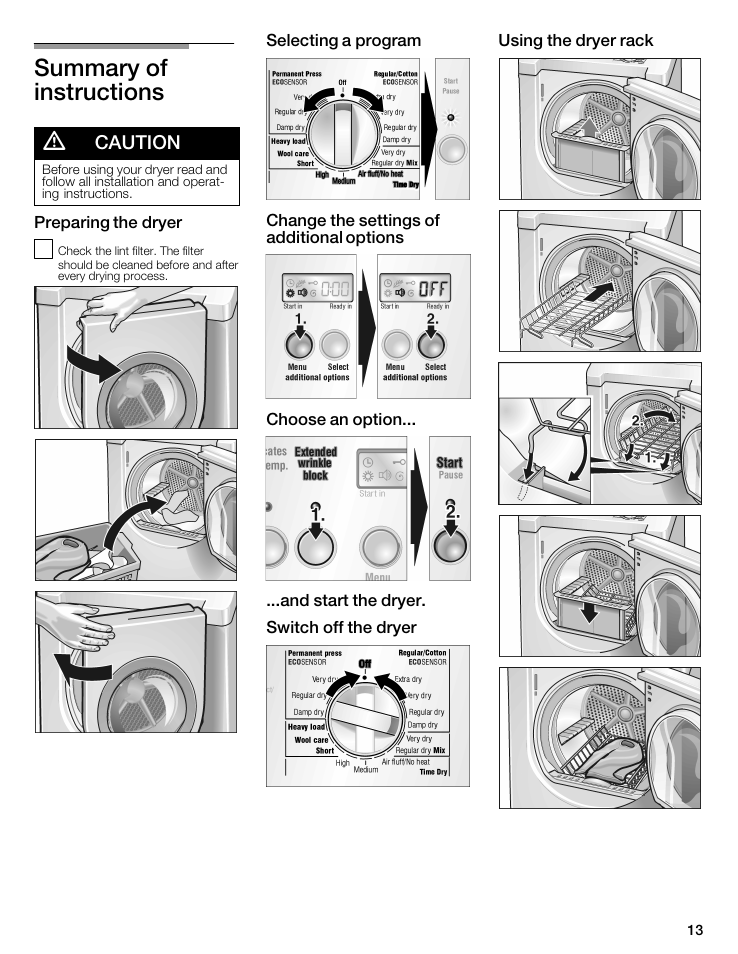 Summary of instructions d | Bosch WTMC8521UC User Manual | Page 13 / 80