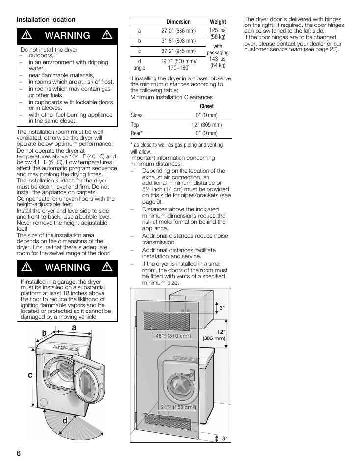 Warning | Bosch WTMC8521UC User Manual | Page 6 / 80