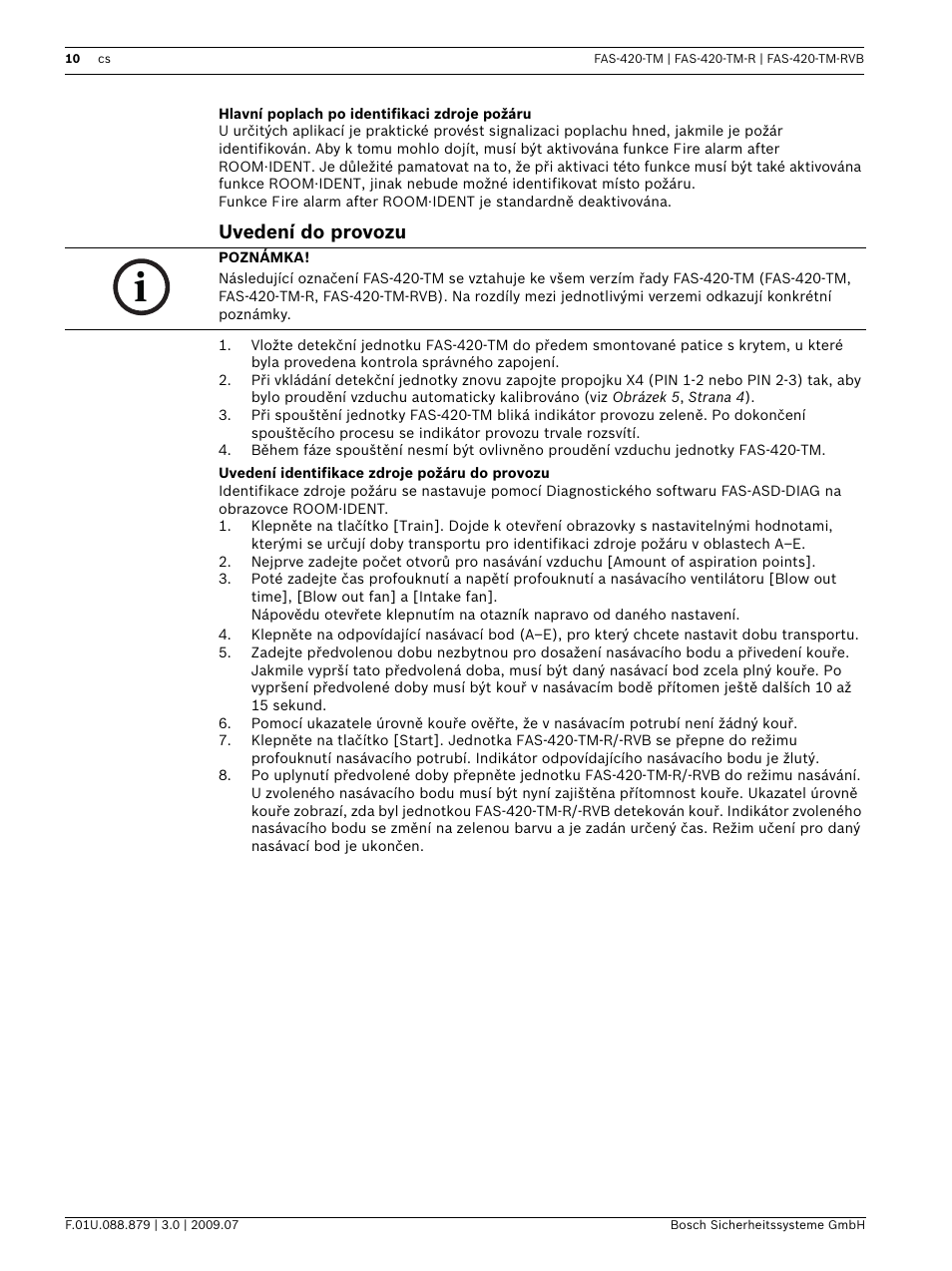 Uvedení do provozu | Bosch FAS-420-TM-RVB User Manual | Page 10 / 98