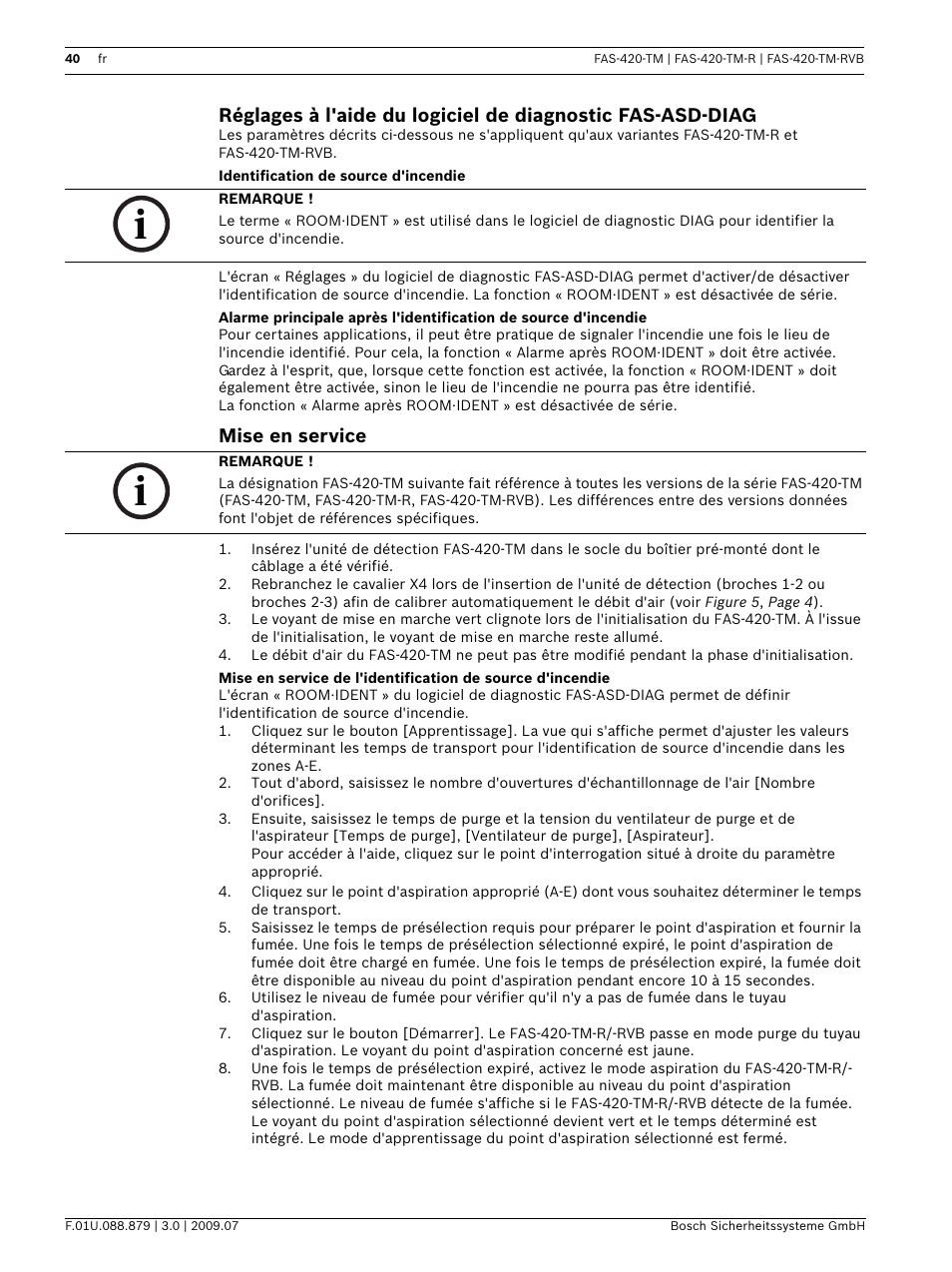 Mise en service | Bosch FAS-420-TM-RVB User Manual | Page 40 / 98