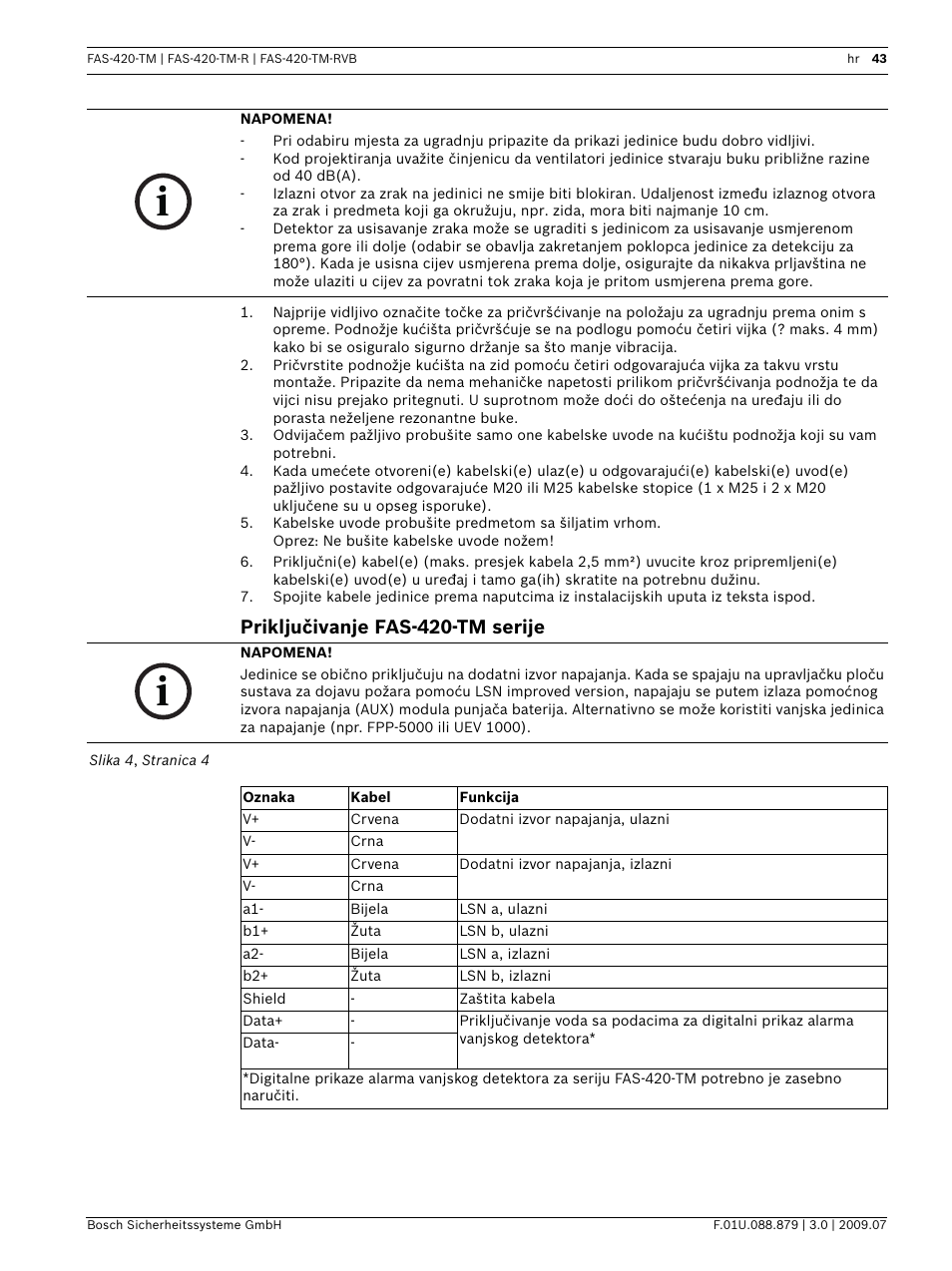 Priključivanje fas-420-tm serije | Bosch FAS-420-TM-RVB User Manual | Page 43 / 98