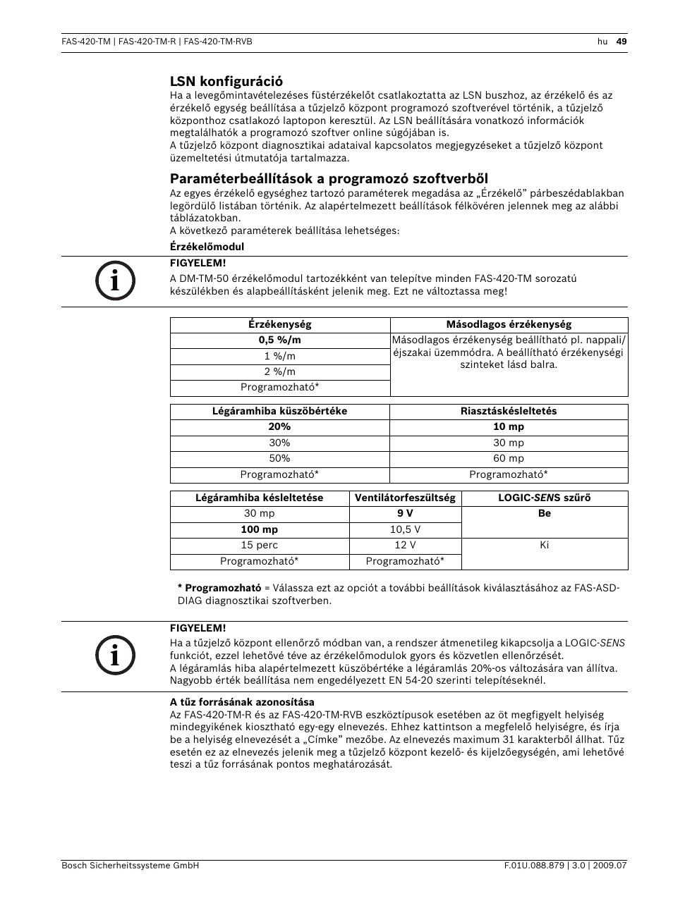 Lsn konfiguráció, Paraméterbeállítások a programozó szoftverből | Bosch FAS-420-TM-RVB User Manual | Page 49 / 98