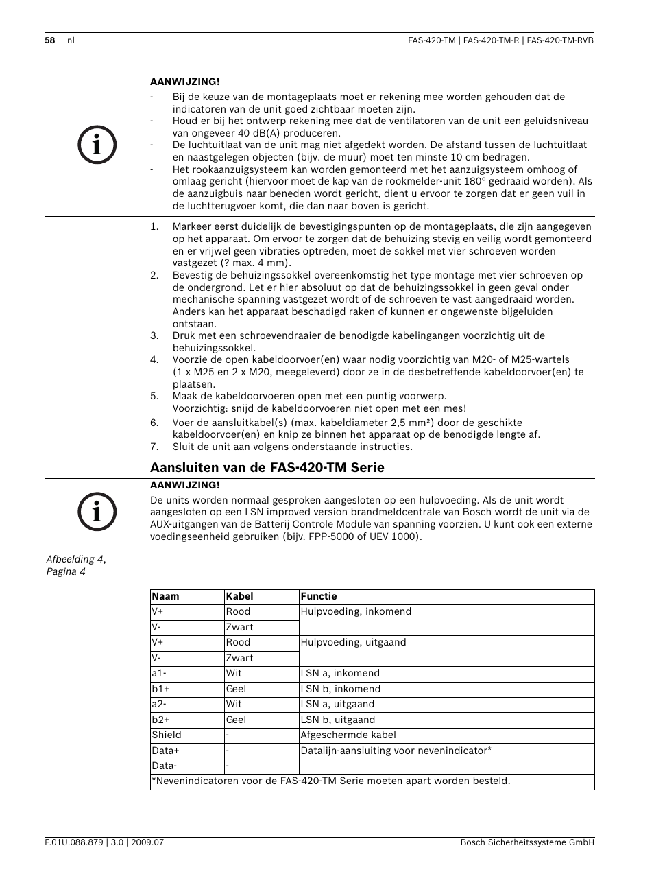 Aansluiten van de fas-420-tm serie | Bosch FAS-420-TM-RVB User Manual | Page 58 / 98