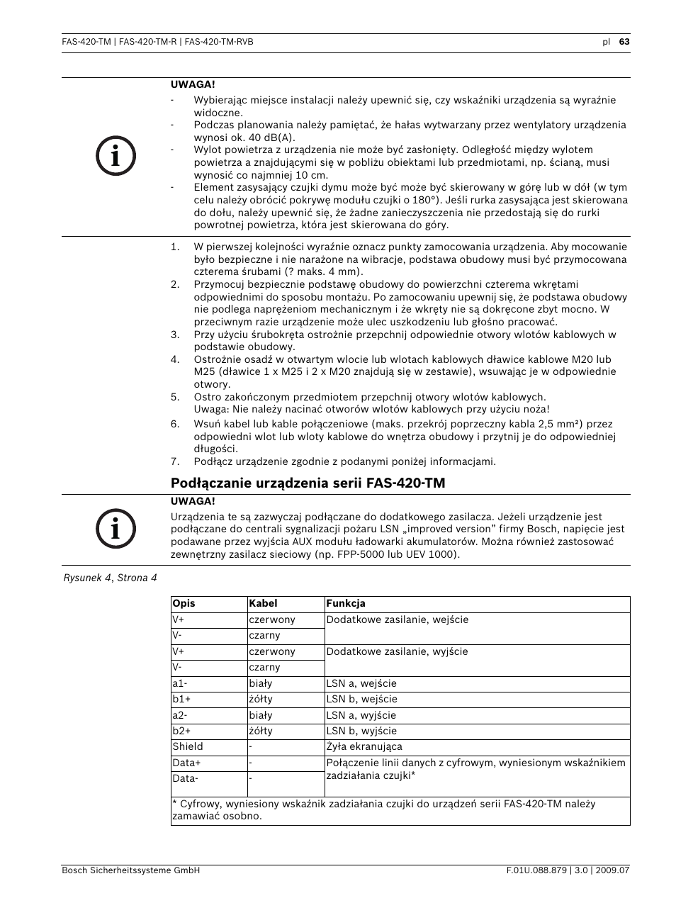 Podłączanie urządzenia serii fas-420-tm | Bosch FAS-420-TM-RVB User Manual | Page 63 / 98