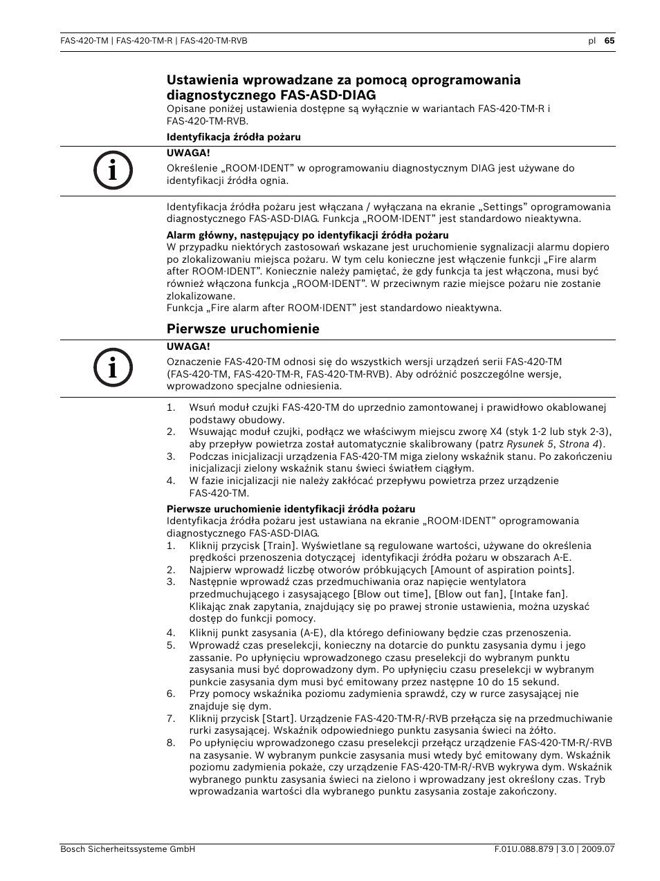 Pierwsze uruchomienie | Bosch FAS-420-TM-RVB User Manual | Page 65 / 98