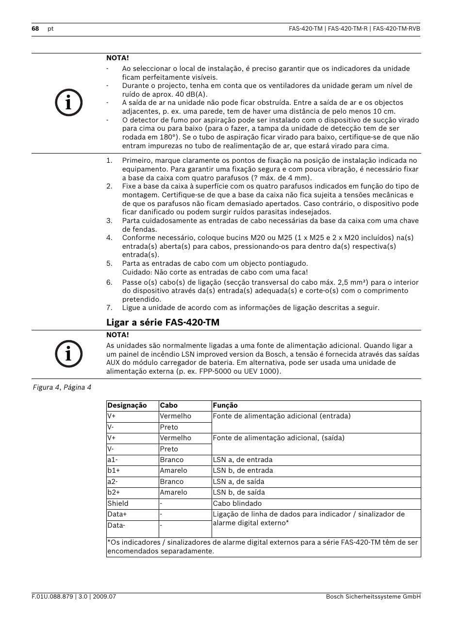 Ligar a série fas-420-tm | Bosch FAS-420-TM-RVB User Manual | Page 68 / 98
