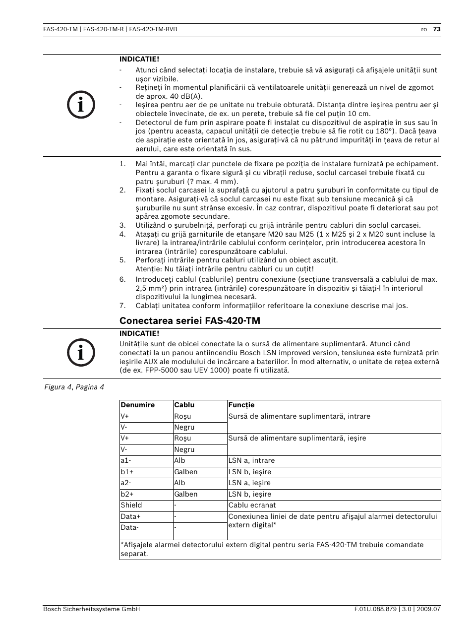 Conectarea seriei fas-420-tm | Bosch FAS-420-TM-RVB User Manual | Page 73 / 98