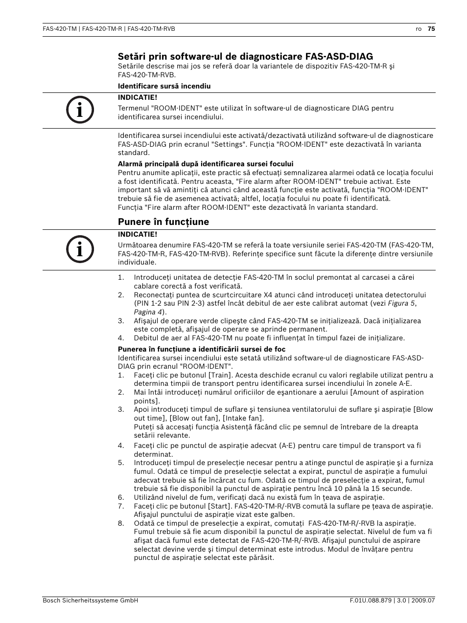Punere în funcţiune | Bosch FAS-420-TM-RVB User Manual | Page 75 / 98