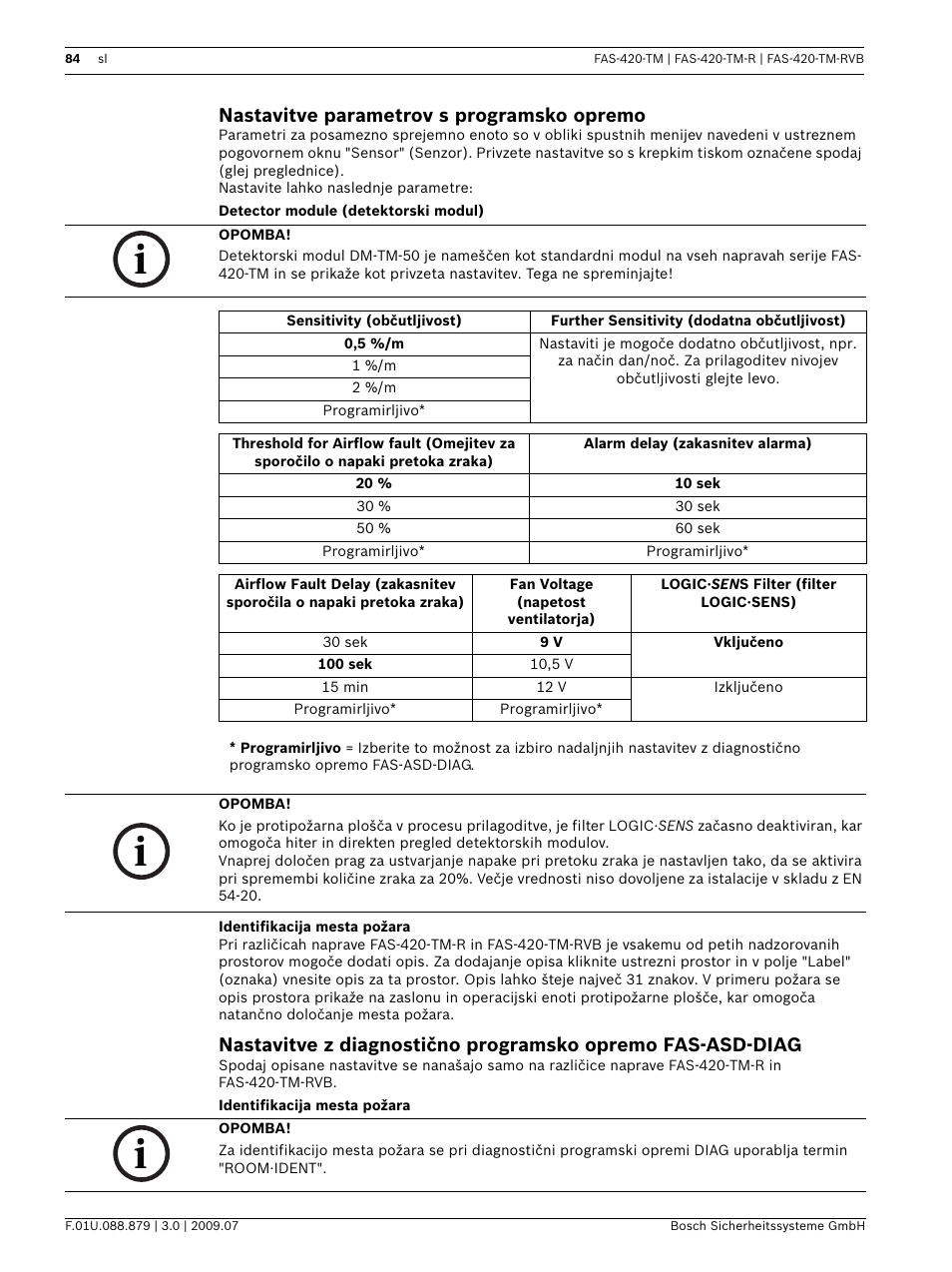 Nastavitve parametrov s programsko opremo | Bosch FAS-420-TM-RVB User Manual | Page 84 / 98