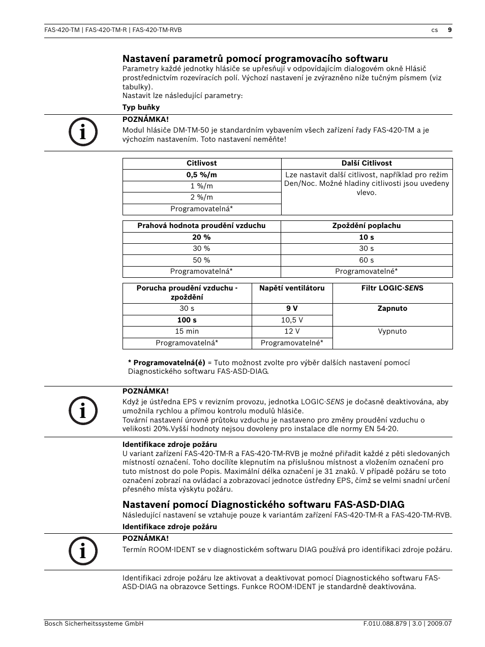 Nastavení parametrů pomocí programovacího softwaru | Bosch FAS-420-TM-RVB User Manual | Page 9 / 98