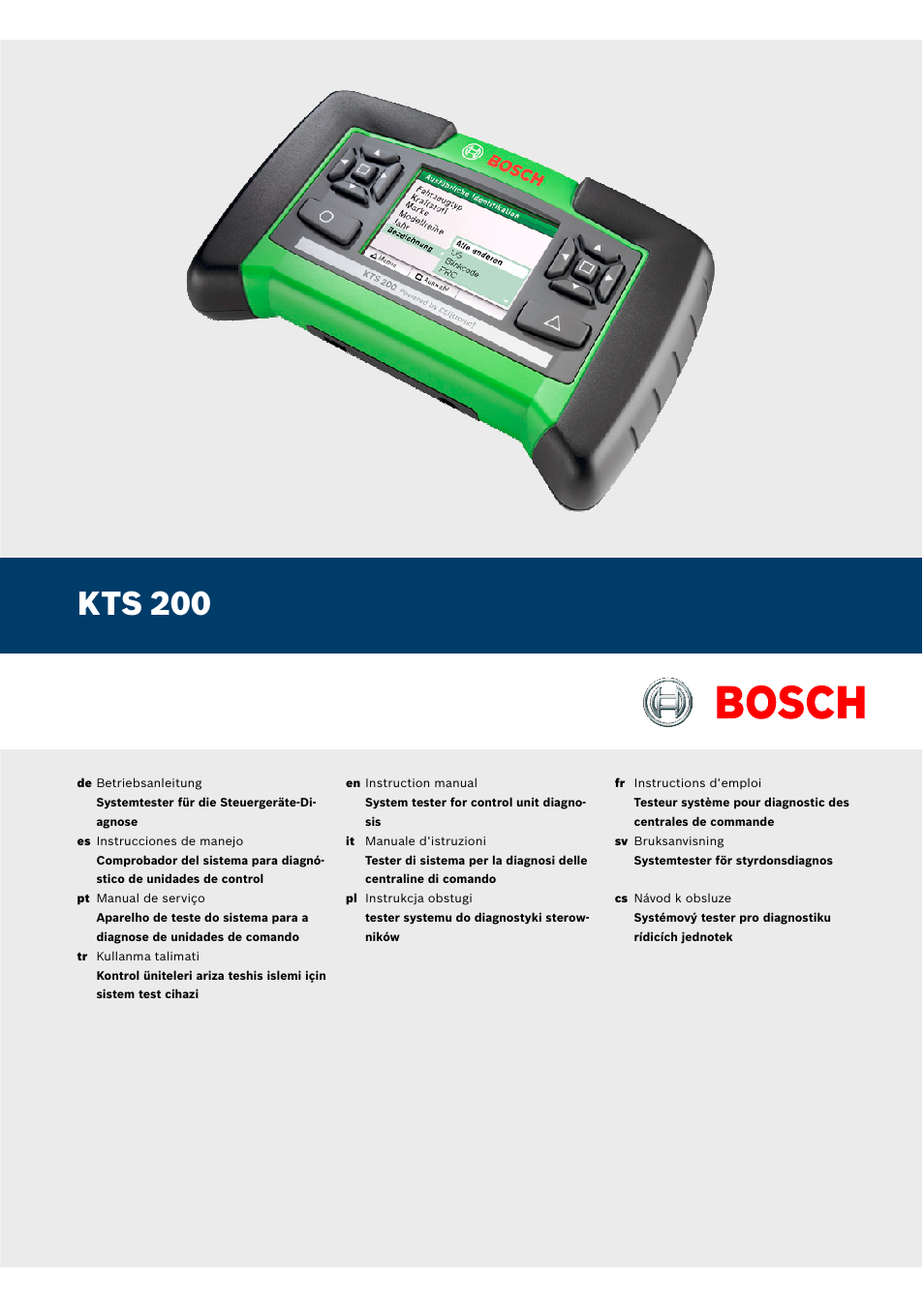 Bosch KTS 200 User Manual | 12 pages