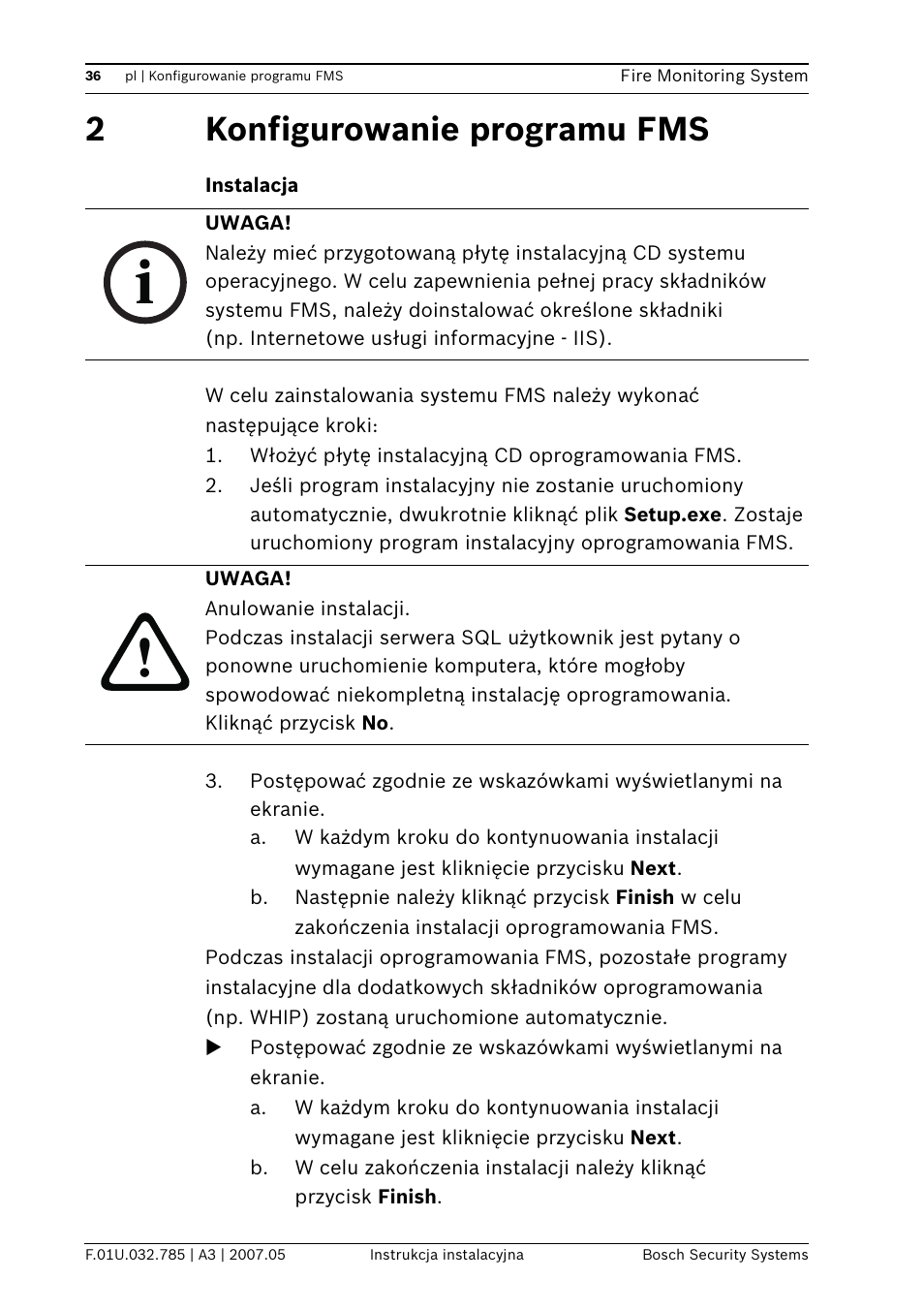 2konfigurowanie programu fms | Bosch FSM-2000 User Manual | Page 36 / 40