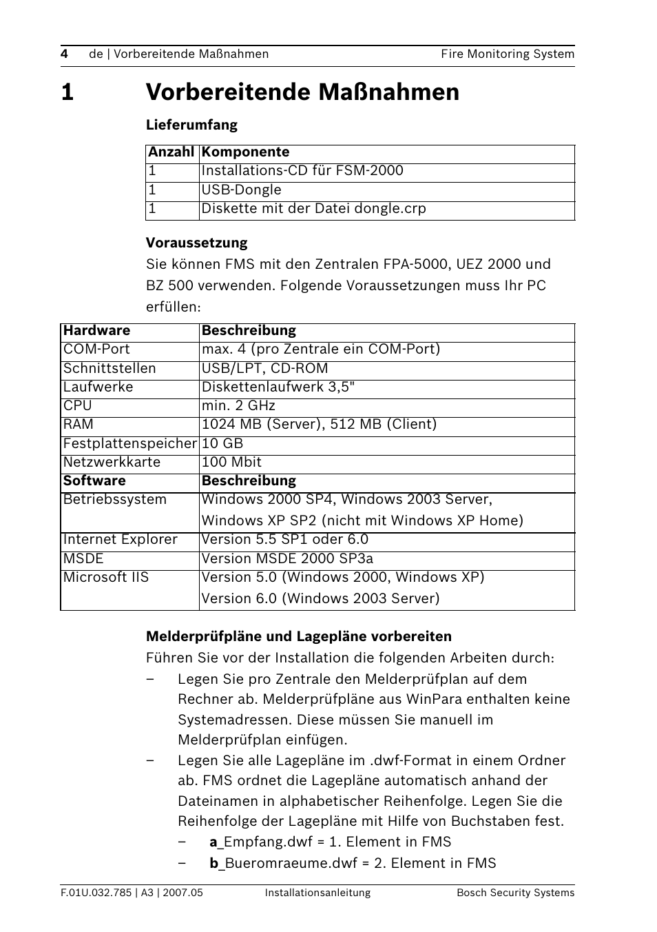 1vorbereitende maßnahmen | Bosch FSM-2000 User Manual | Page 4 / 40