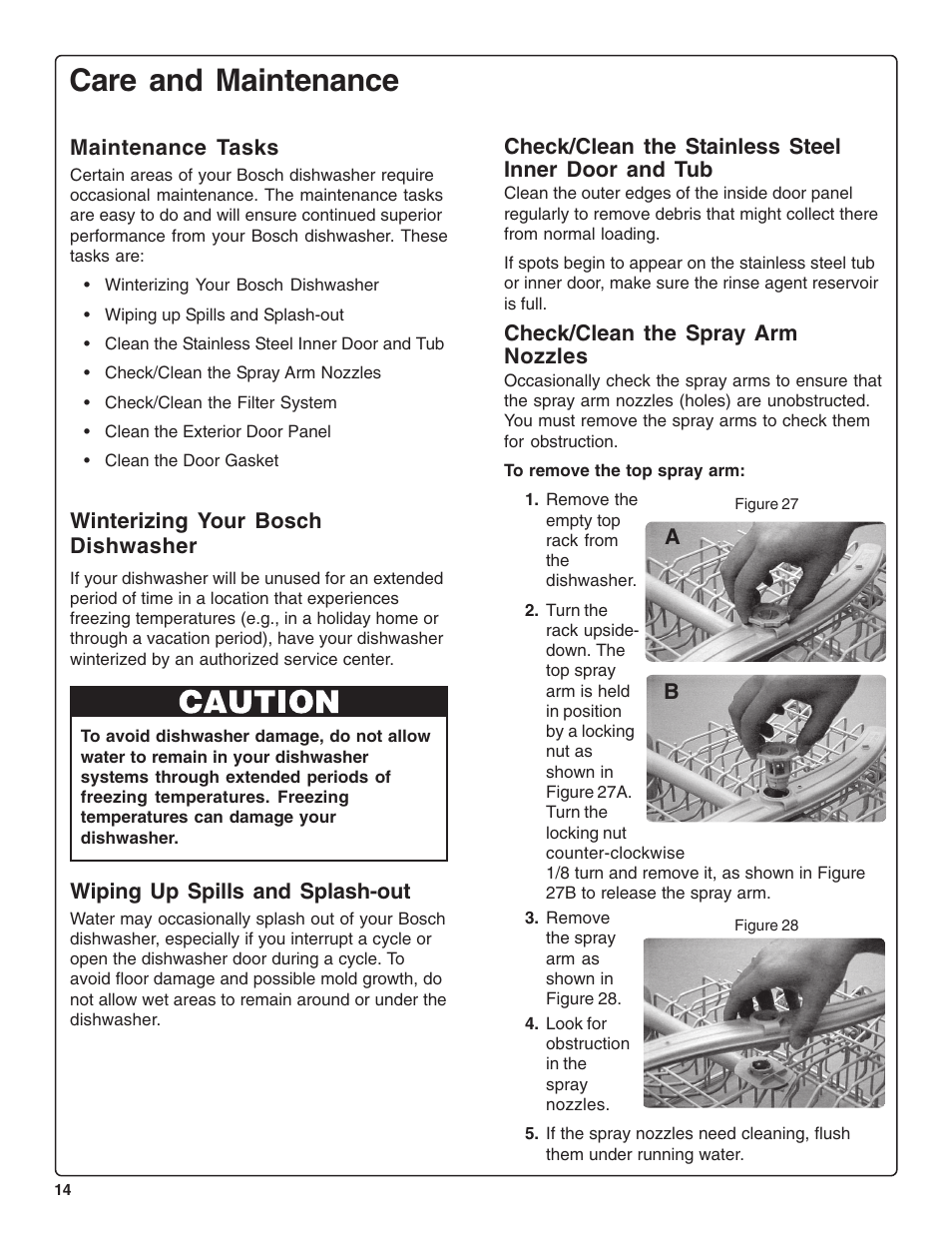 Care and maintenance | Bosch SHE47C0 User Manual | Page 16 / 64