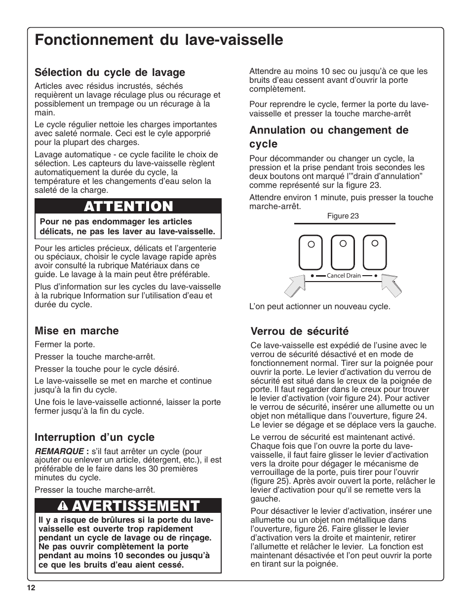 Fonctionnement du lave-vaisselle, Avertissement | Bosch SHE47C0 User Manual | Page 34 / 64