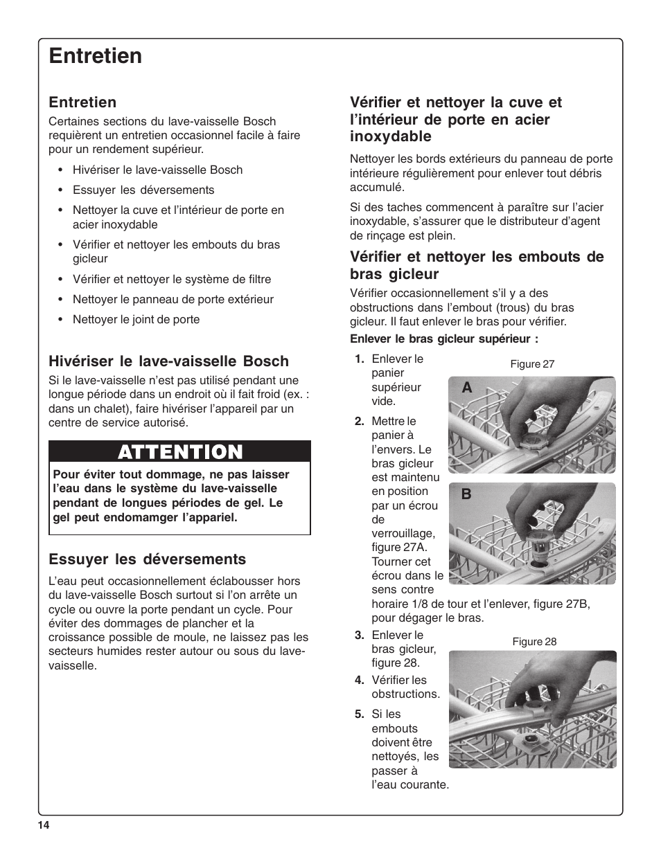 Entretien | Bosch SHE47C0 User Manual | Page 36 / 64