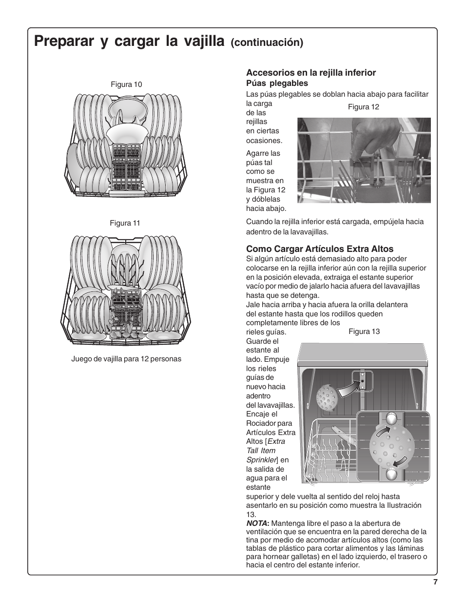 Preparar y cargar la vajilla, Continuación) | Bosch SHE47C0 User Manual | Page 49 / 64