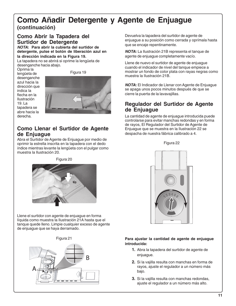 Como añadir detergente y agente de enjuague, Como llenar el surtidor de agente de enjuague, Regulador del surtidor de agente de enjuague | Bosch SHE47C0 User Manual | Page 53 / 64