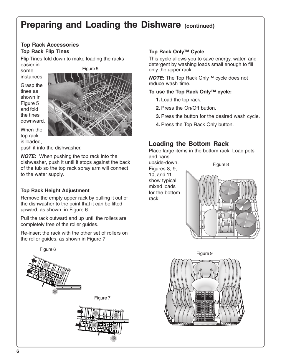 Preparing and loading the dishware, Loading the bottom rack | Bosch SHE47C0 User Manual | Page 8 / 64