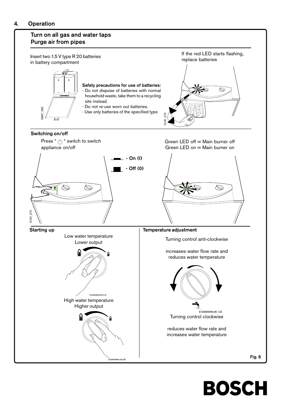 Operation | Bosch W14B User Manual | Page 8 / 8