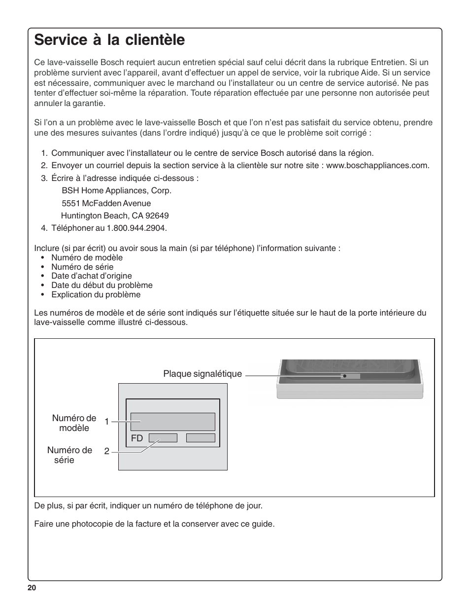 Service à la clientèle | Bosch SRV53C User Manual | Page 42 / 64