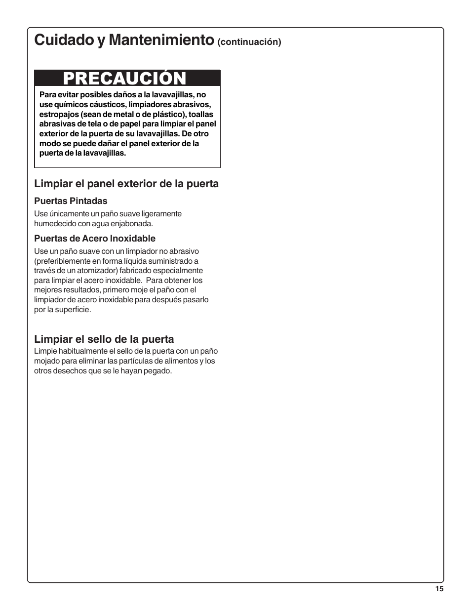 Precaución, Cuidado y mantenimiento | Bosch SRV53C User Manual | Page 57 / 64