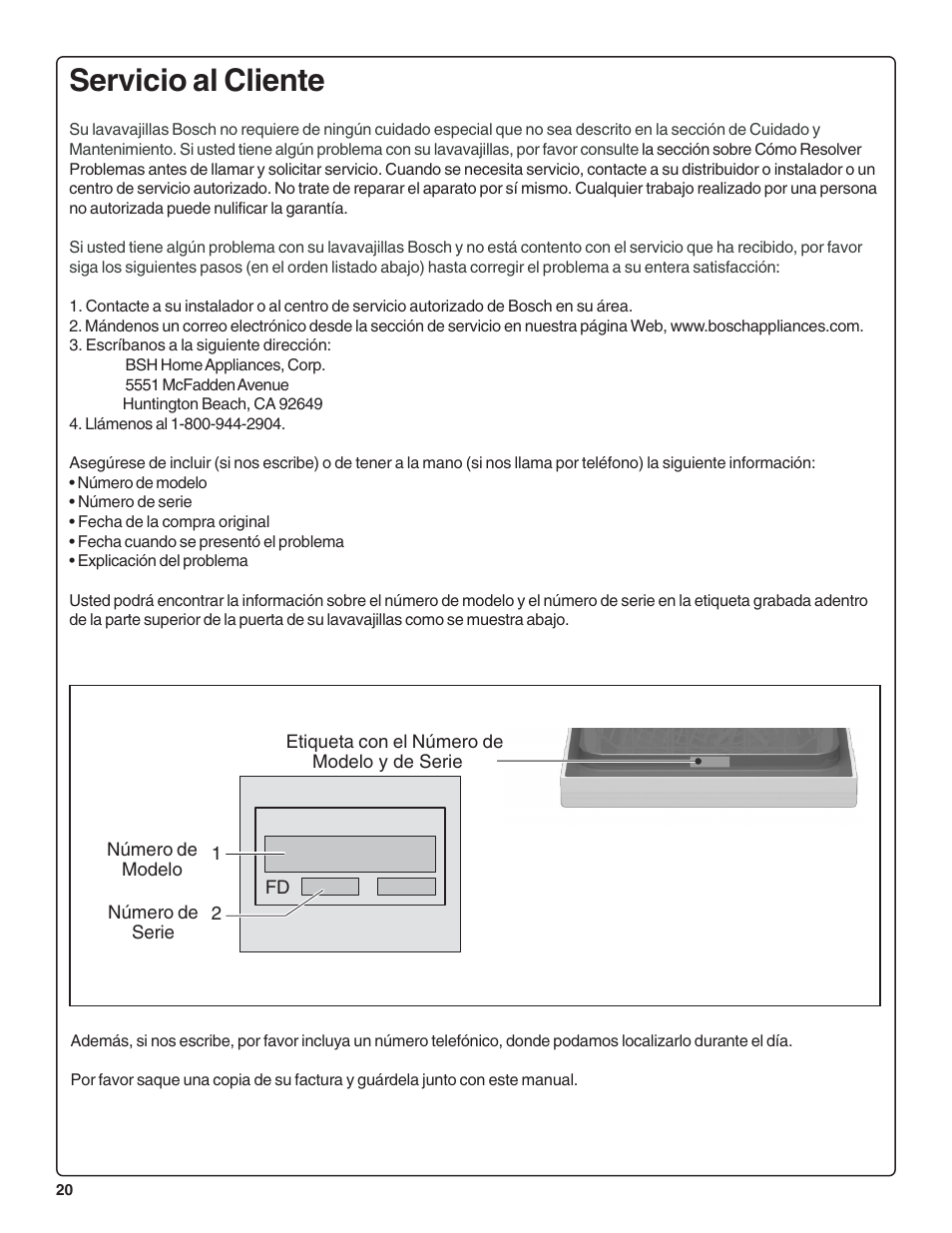 Servicio al cliente | Bosch SRV53C User Manual | Page 62 / 64