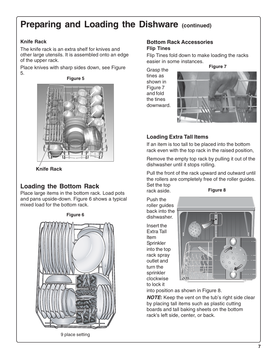 Preparing and loading the dishware, Loading the bottom rack | Bosch SRV53C User Manual | Page 9 / 64