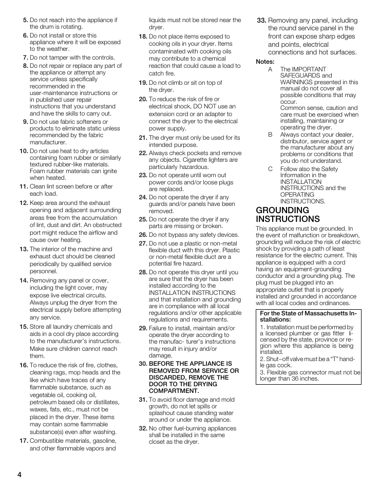Grounding instructions | Bosch WTMC5521 User Manual | Page 4 / 68
