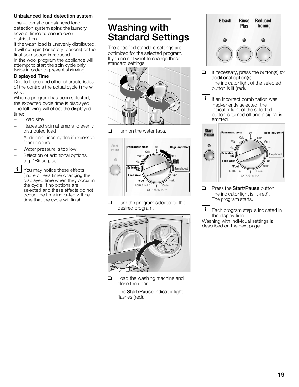 Washing with standard settings | Bosch WFMC6401UC User Manual | Page 19 / 104