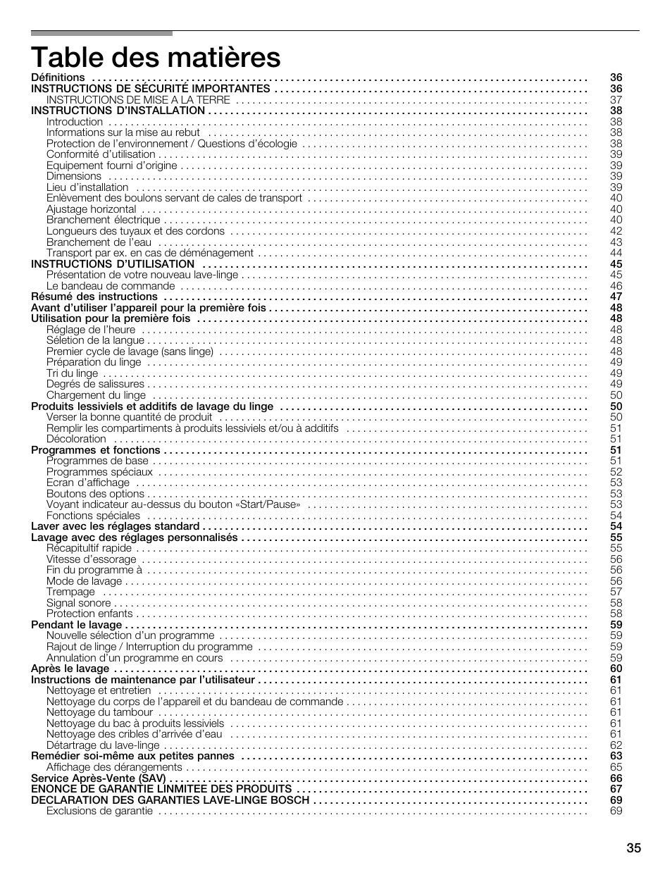 Bosch WFMC6401UC User Manual | Page 35 / 104