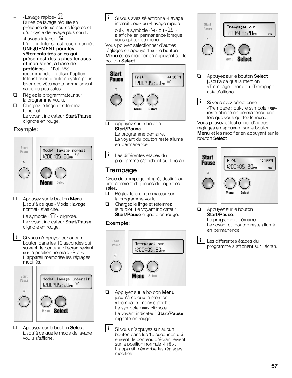 Trempage | Bosch WFMC6401UC User Manual | Page 57 / 104