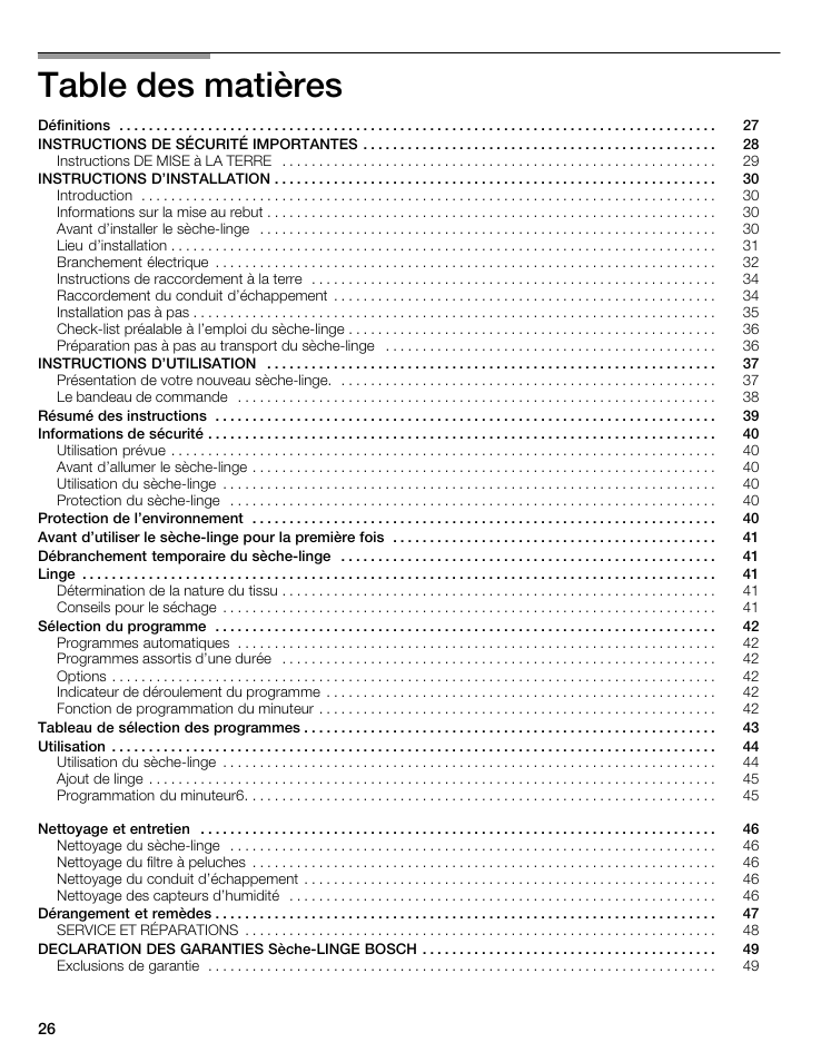 Bosch WTA 4400 US User Manual | Page 26 / 76
