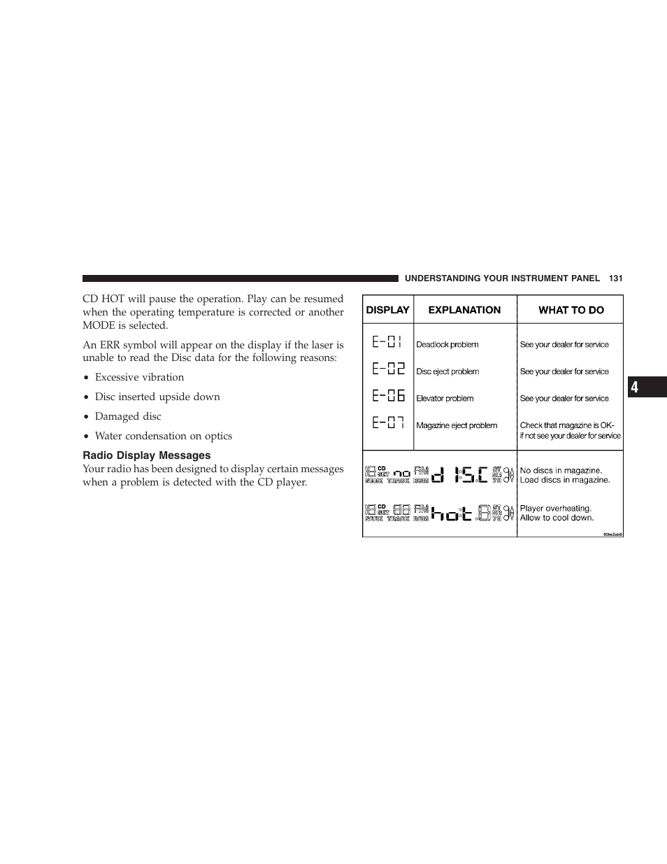 Radio display messages | Chrysler 2004 300M User Manual | Page 131 / 277