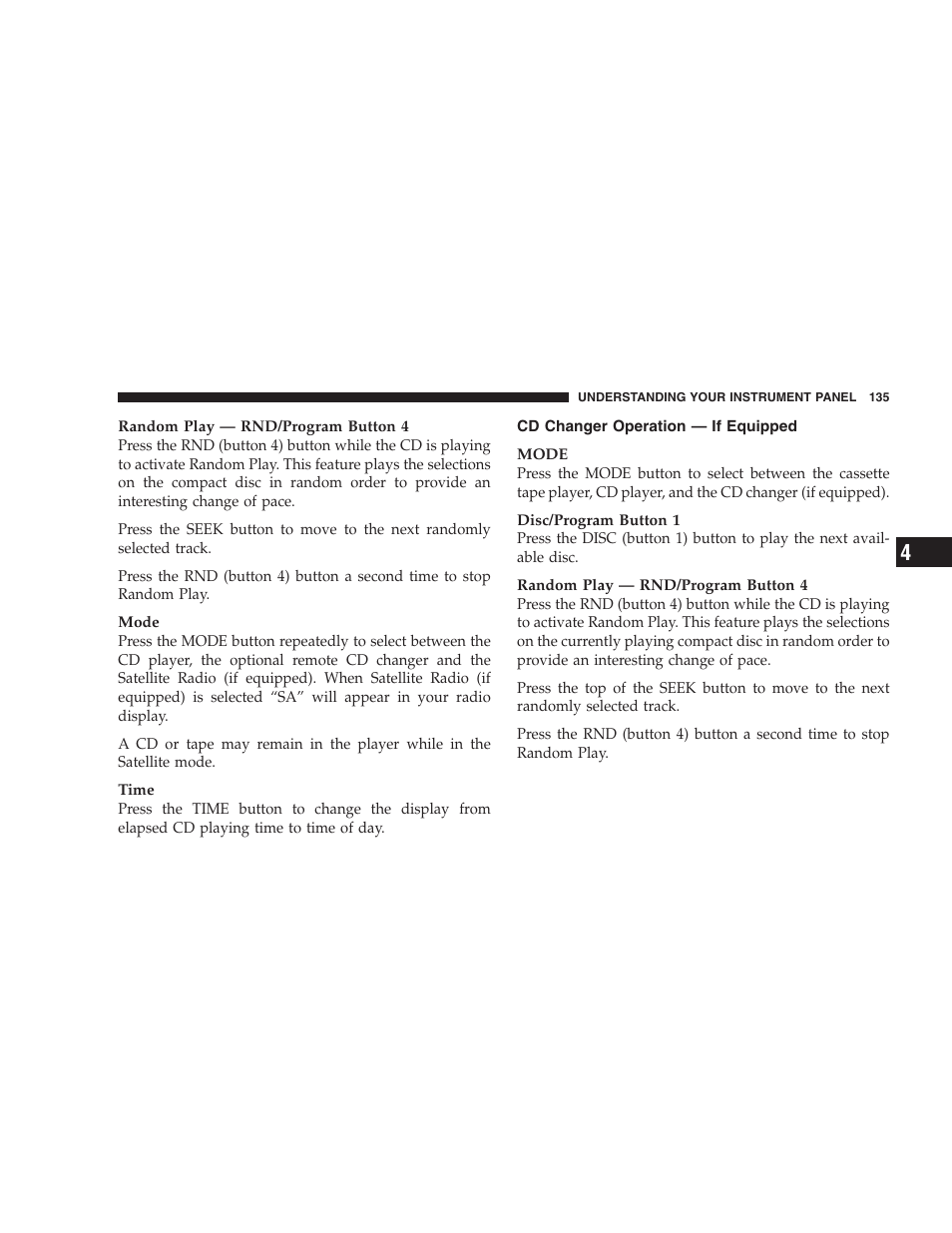 Cd changer operation - if equipped, Cd changer operation — if equipped | Chrysler 2004 300M User Manual | Page 135 / 277