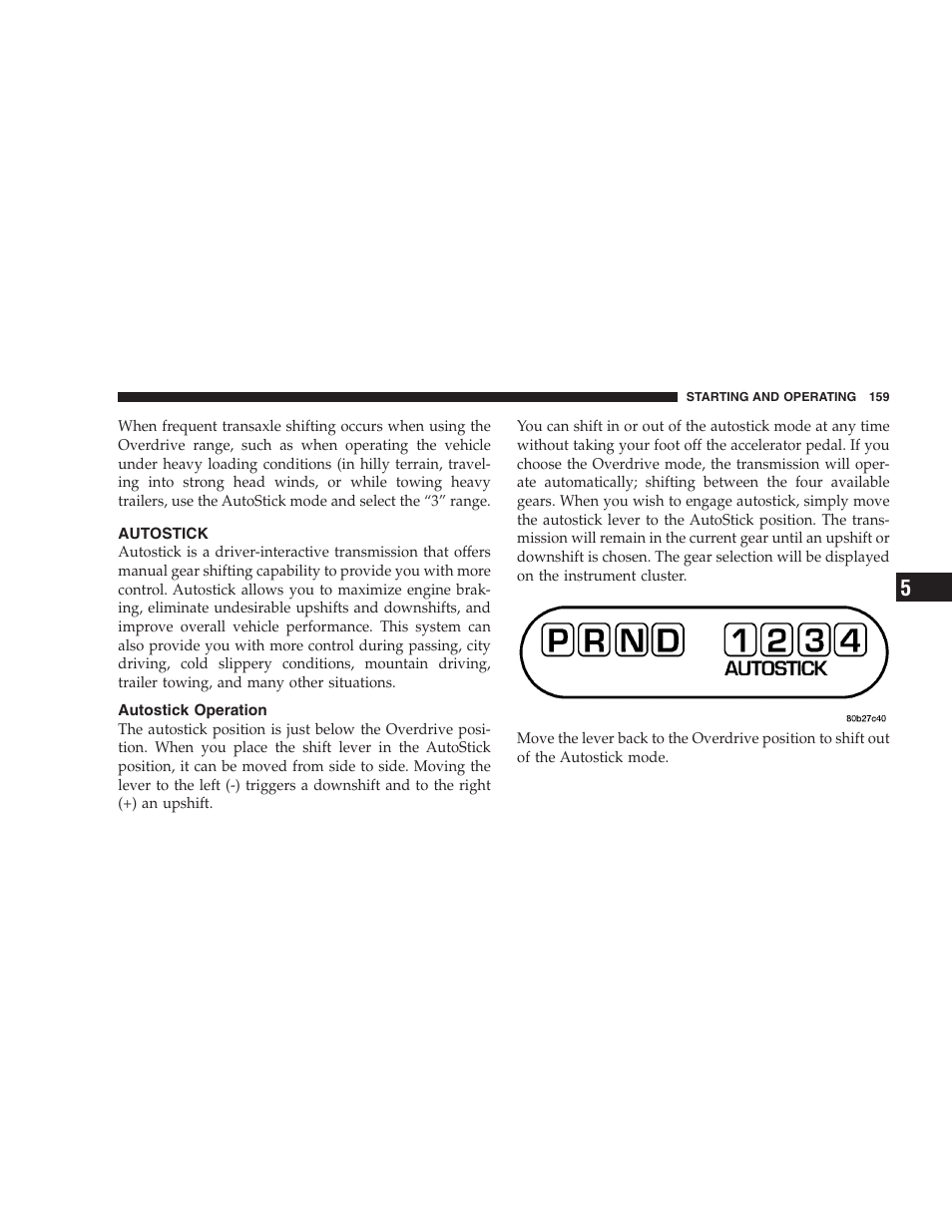 Autostick, Autostick operation | Chrysler 2004 300M User Manual | Page 159 / 277