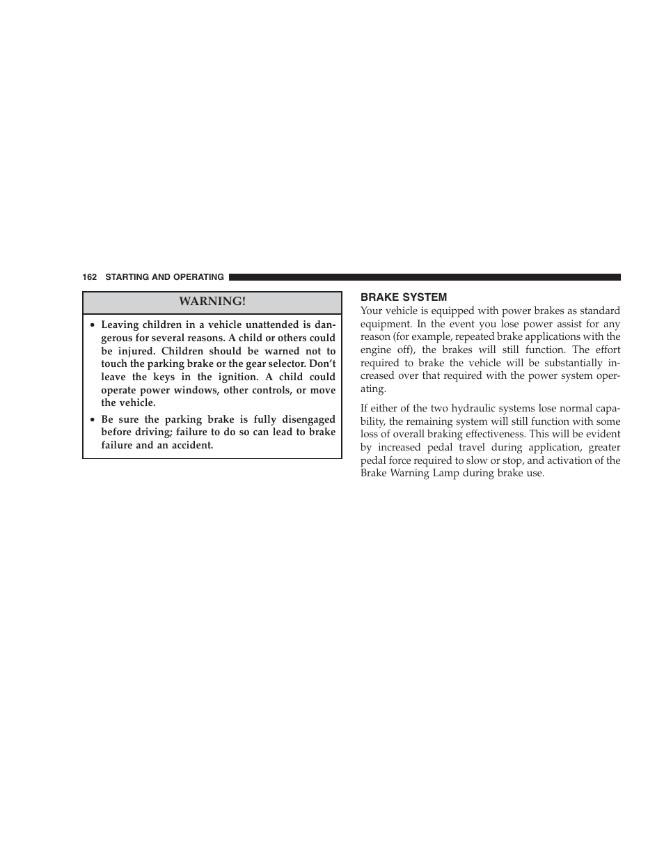 Brake system | Chrysler 2004 300M User Manual | Page 162 / 277