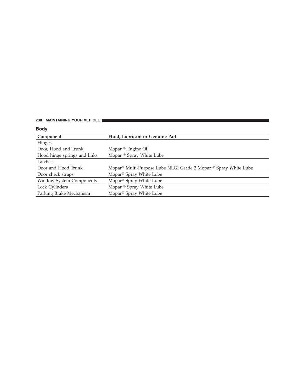 Body | Chrysler 2004 300M User Manual | Page 238 / 277