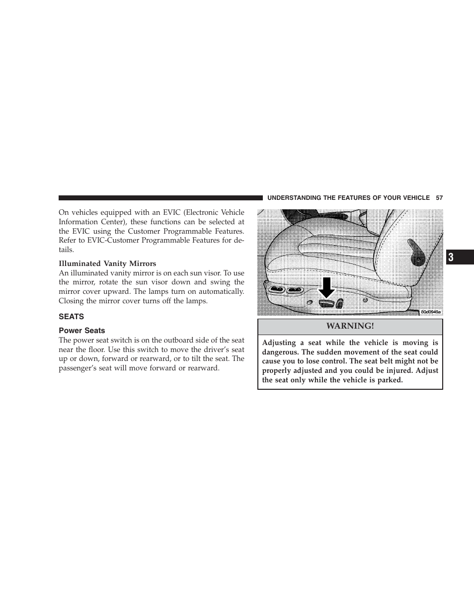 Seats, Power seats | Chrysler 2004 300M User Manual | Page 57 / 277