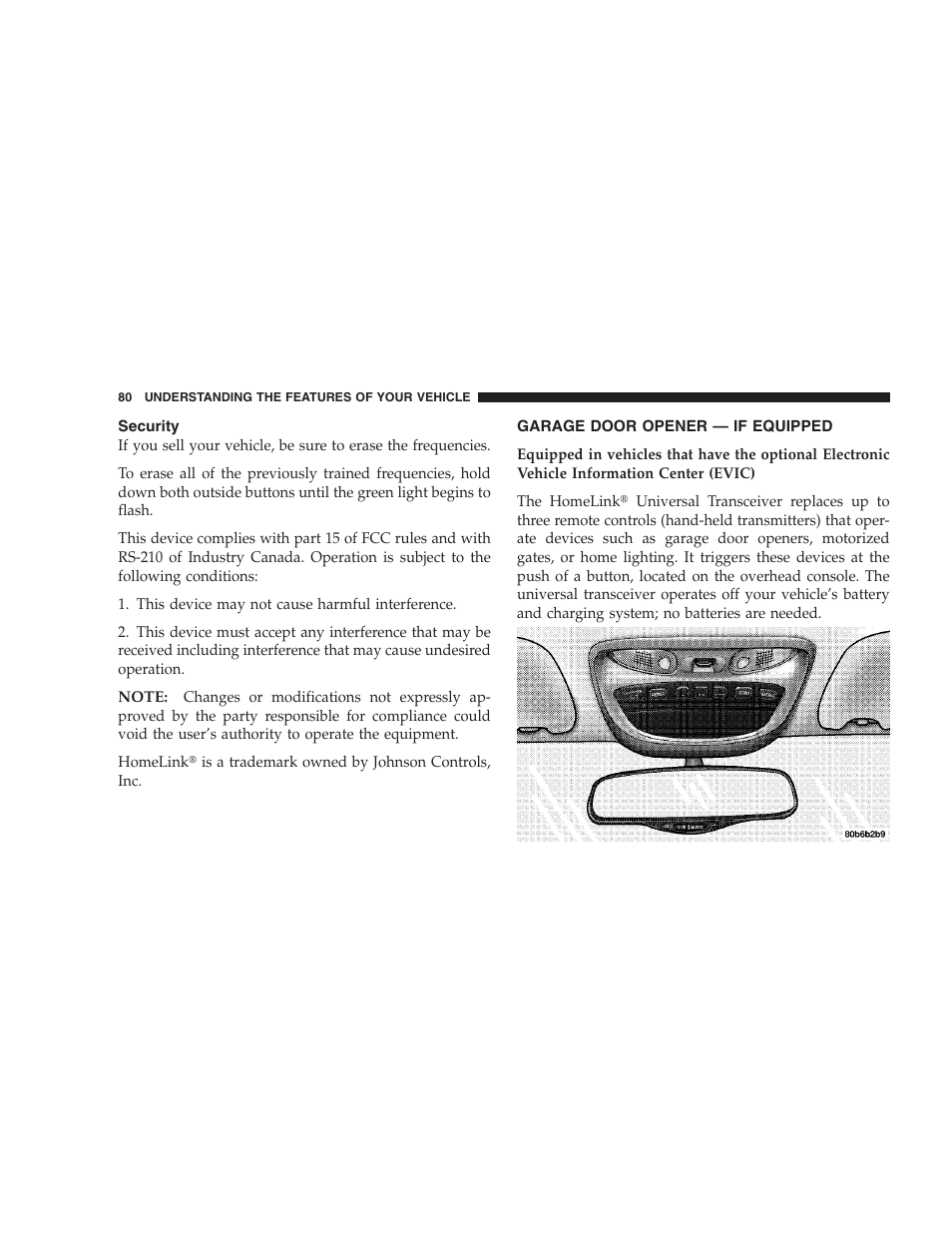 Security, Garage door opener - if equipped, Garage door opener — if equipped | Chrysler 2004 300M User Manual | Page 80 / 277