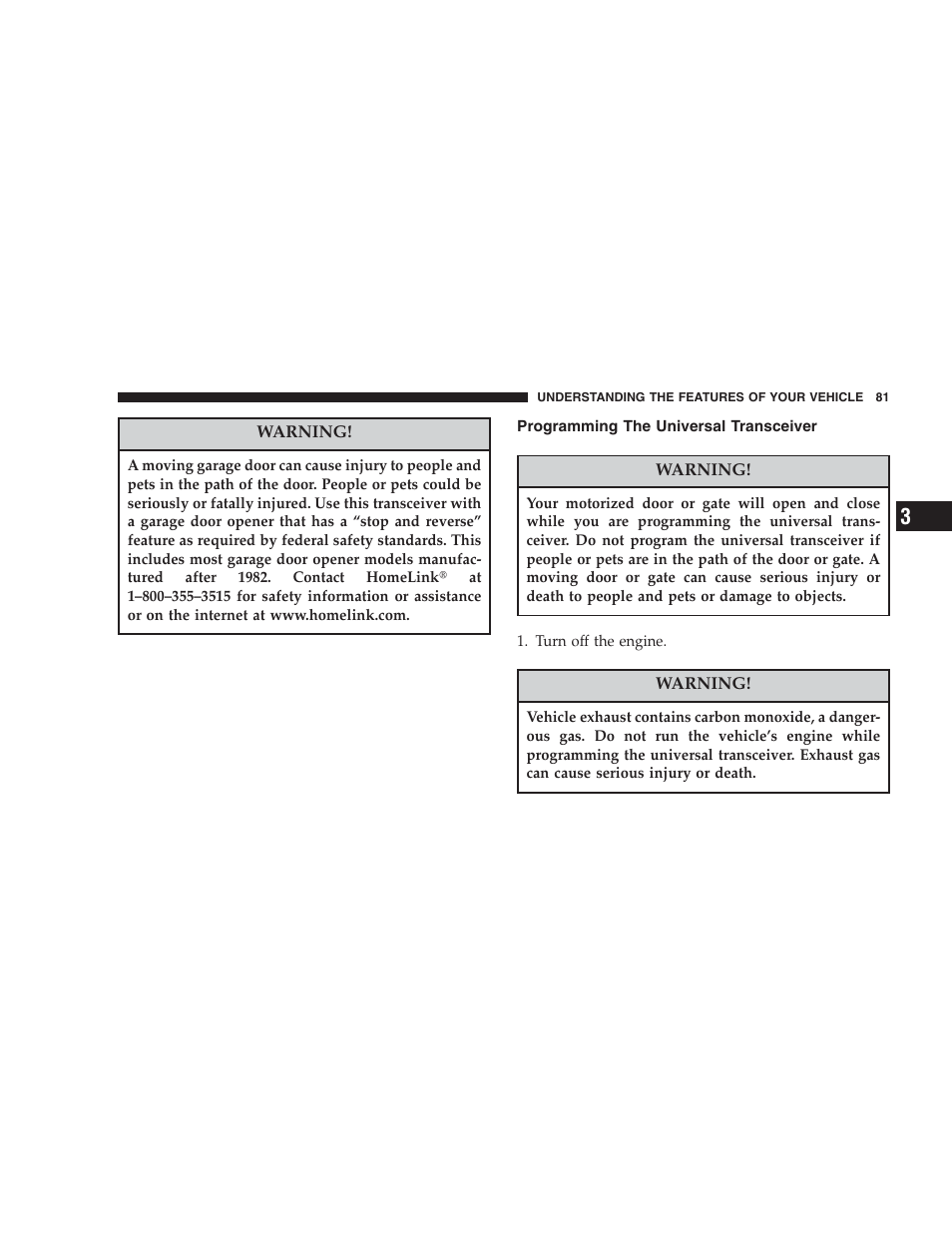 Programming the universal transceiver | Chrysler 2004 300M User Manual | Page 81 / 277