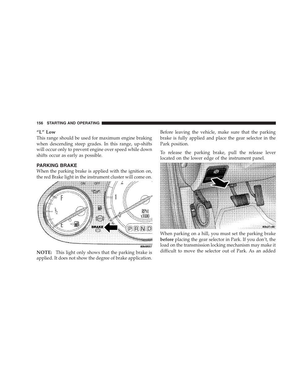Parking brake | Chrysler 2004 Concorde User Manual | Page 156 / 273