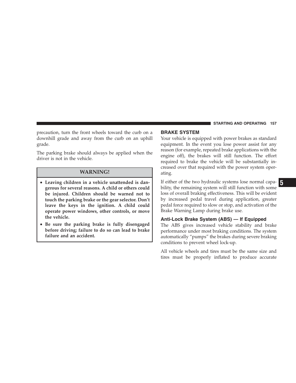Brake system, Anti-lock brake system (abs) - if equipped, Anti-lock brake system (abs) — if | Equipped | Chrysler 2004 Concorde User Manual | Page 157 / 273