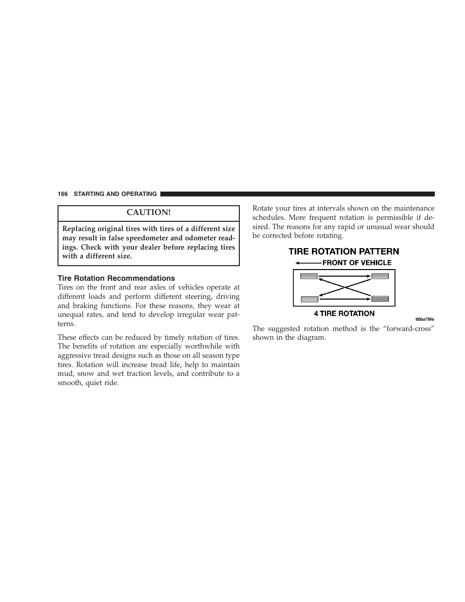 Tire rotation recommendations | Chrysler 2004 Concorde User Manual | Page 166 / 273