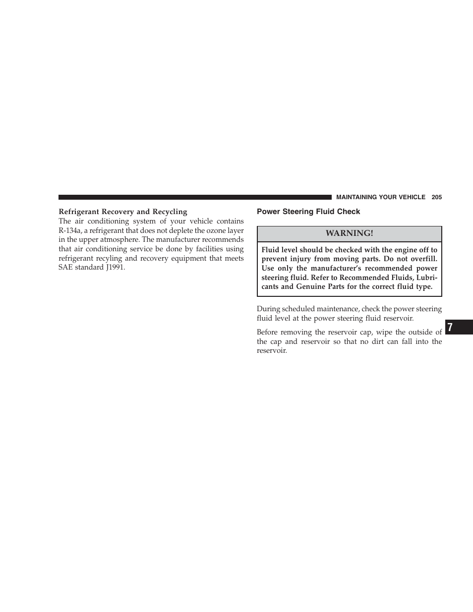 Power steering fluid check | Chrysler 2004 Concorde User Manual | Page 205 / 273