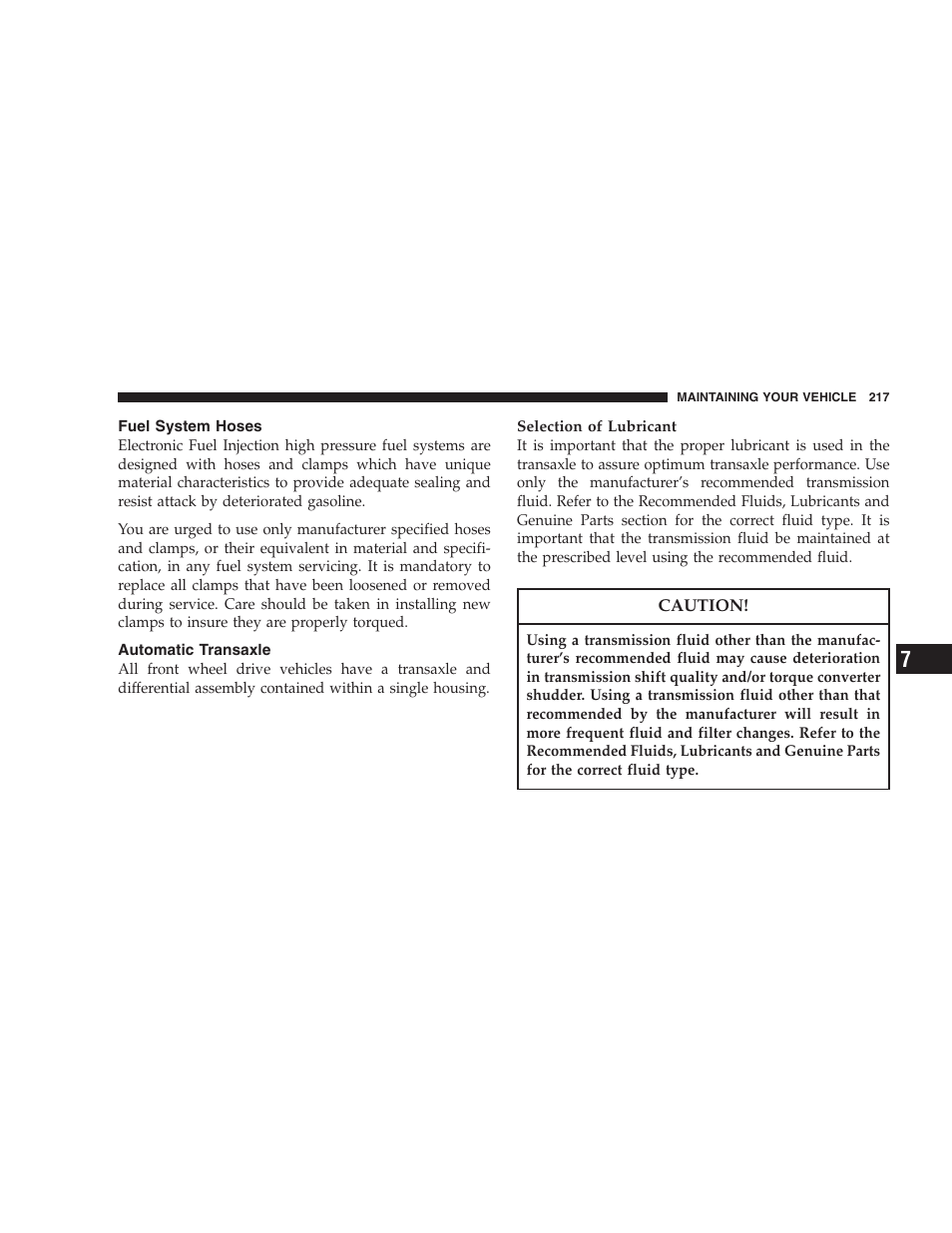 Fuel system hoses, Automatic transaxle | Chrysler 2004 Concorde User Manual | Page 217 / 273